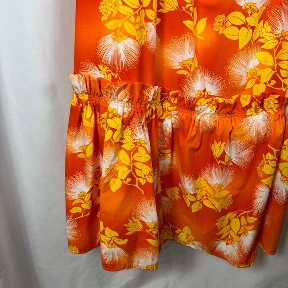 Vtg Good Times Made in Hawaii Tropical Muumuu Maxi Dress Orange Yellow 4XL - Picture 4 of 7